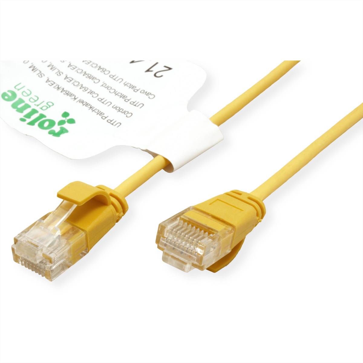 ROLINE GREEN UTP Patchkabel Kat.6A (Class EA), LSOH, slim, gelb, 5 m