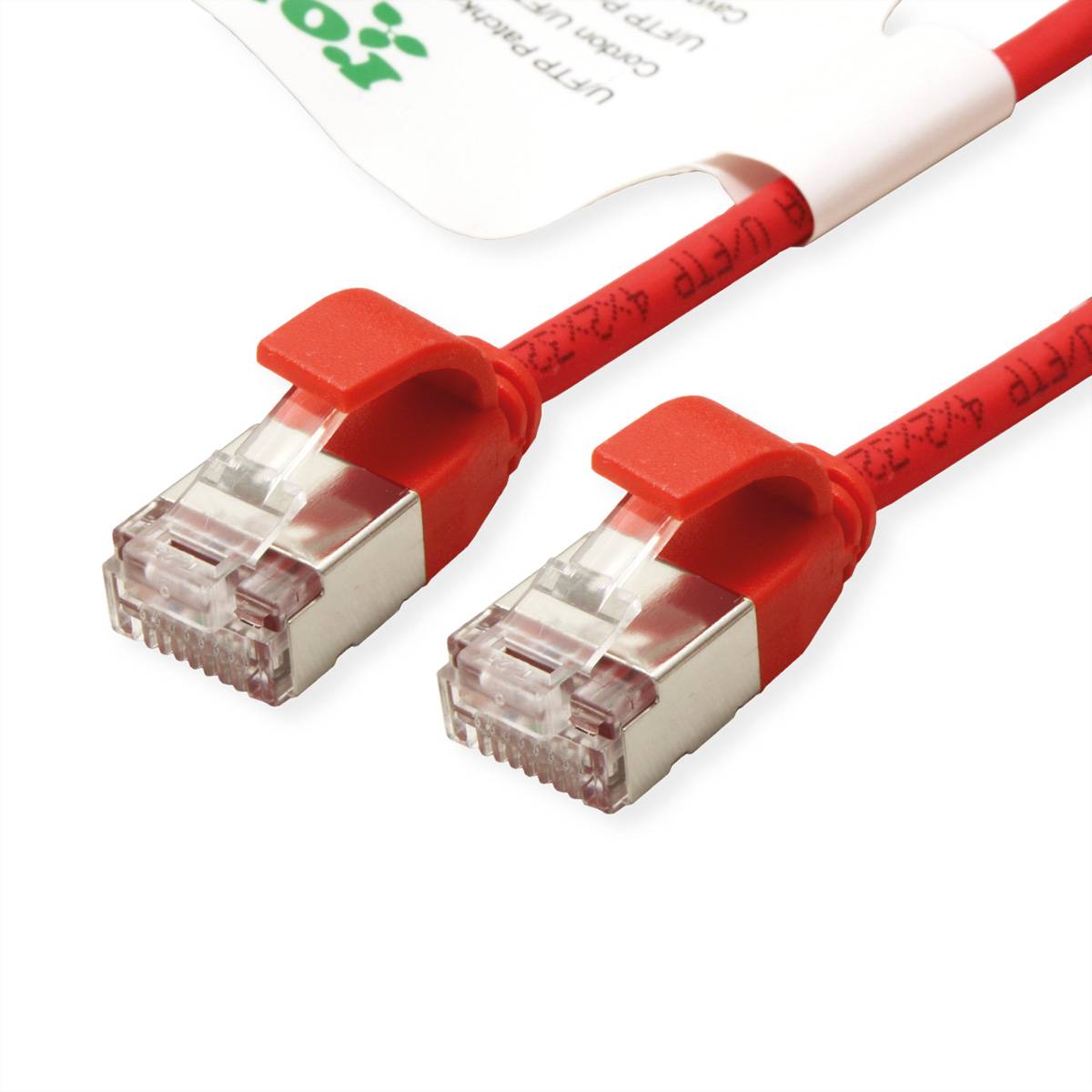 ROLINE GREEN U/FTP Patchkabel Kat.6A (Class EA), LSOH, slim, rot, 2 m