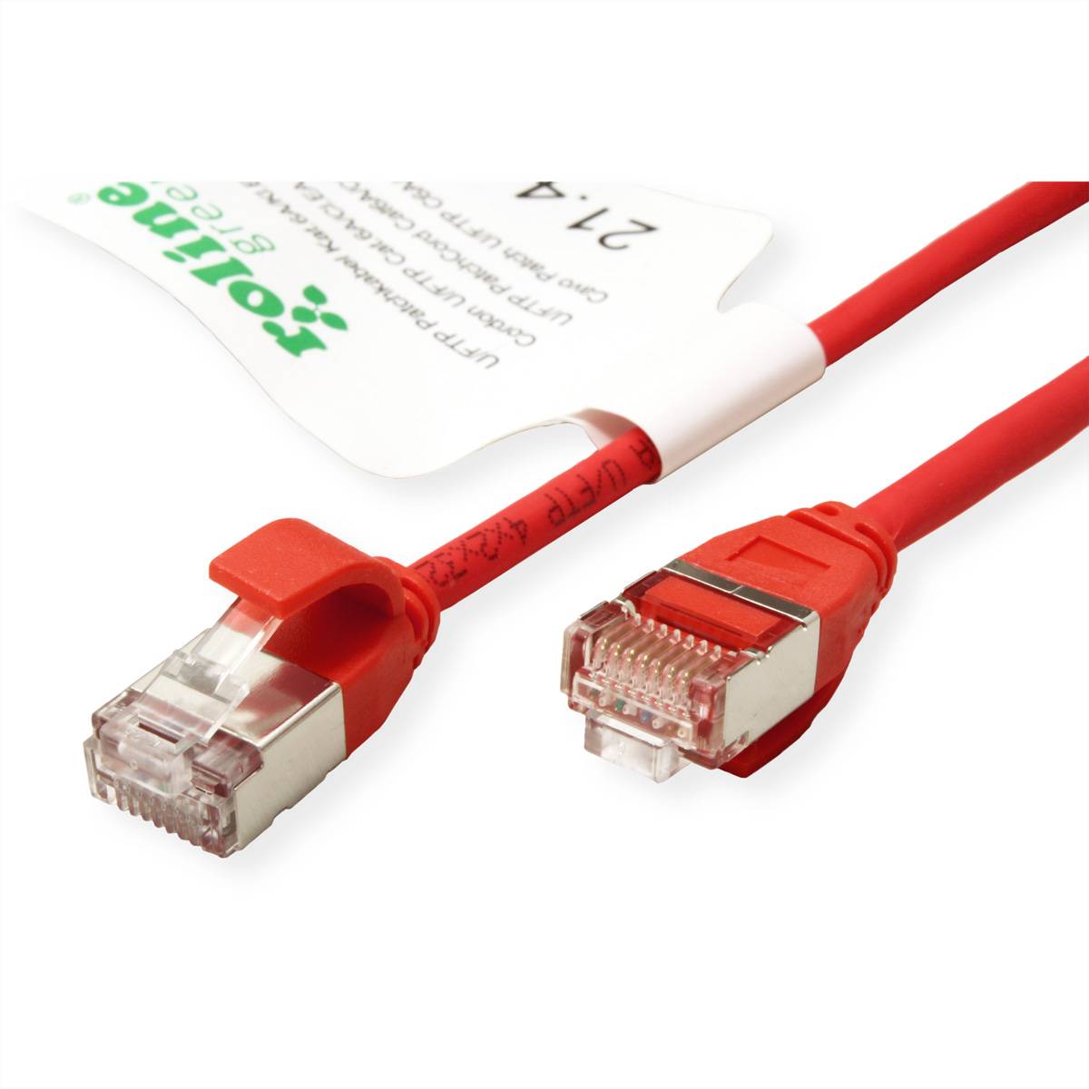 ROLINE GREEN U/FTP Patchkabel Kat.6A (Class EA), LSOH, slim, rot, 2 m