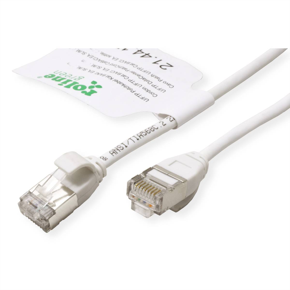 ROLINE GREEN U/FTP Patchkabel Kat.6A (Class EA), LSOH, slim, weiß, 5 m