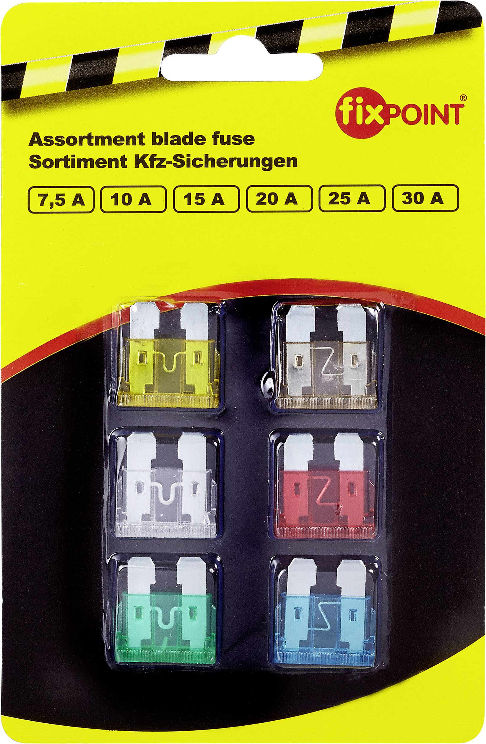 20343 20343 Standard Flachsicherung 7.5 A, 10 A, 15 A, 20 A, 25 A, 30A 6St.