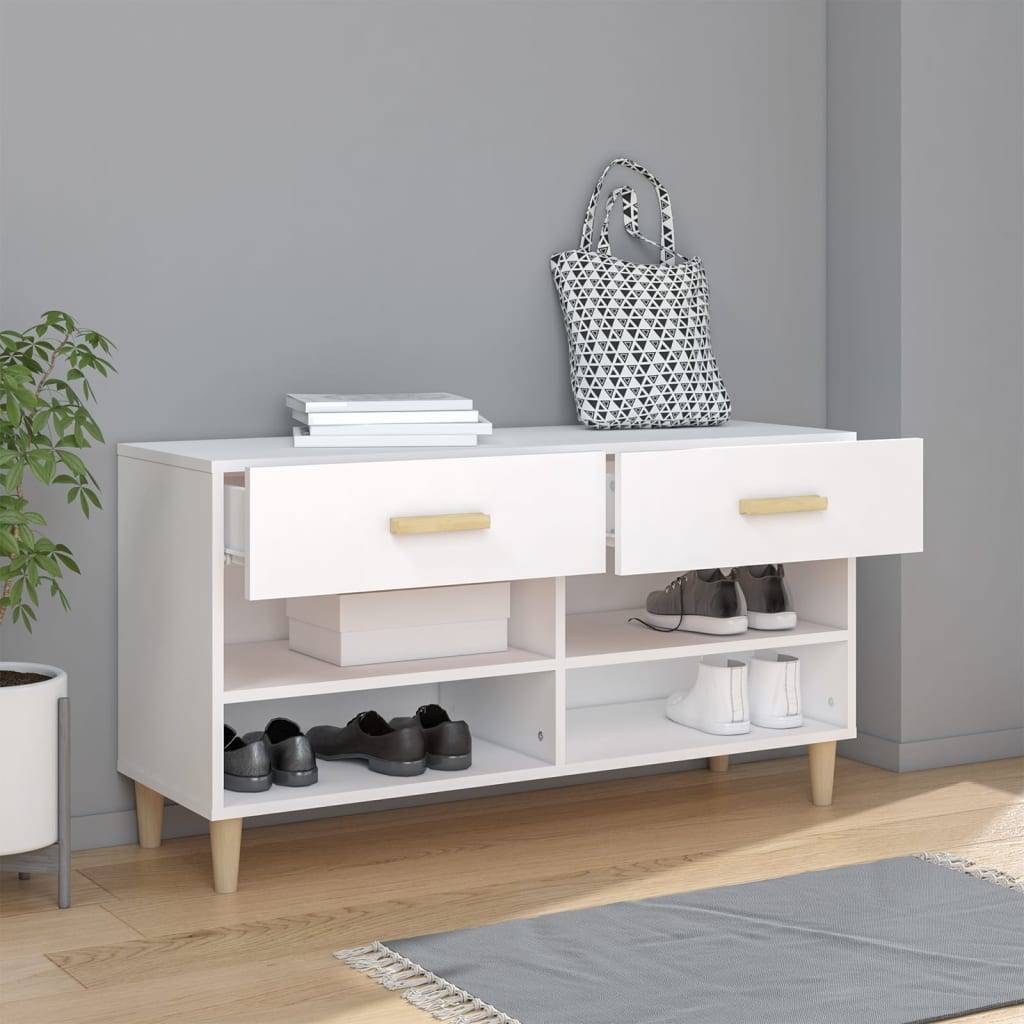 vidaXL Schuhschrank Weiß 102x35x55 cm Holzwerkstoff