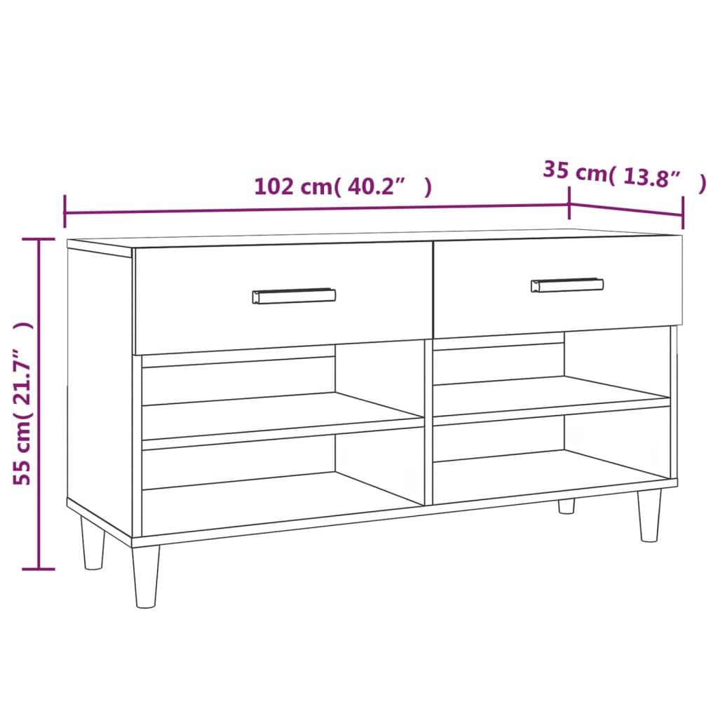 vidaXL Schuhschrank Weiß 102x35x55 cm Holzwerkstoff