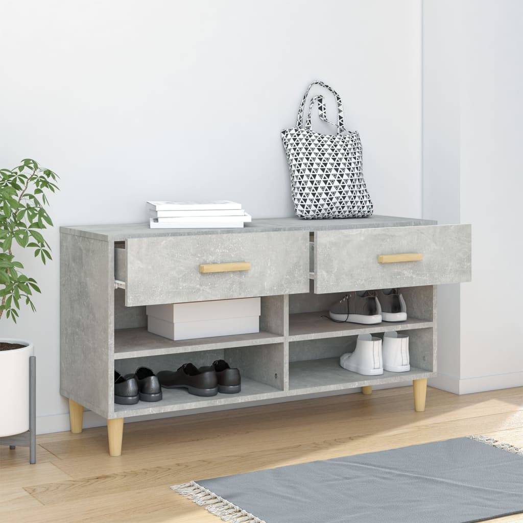 vidaXL Schuhschrank Betongrau 102x35x55 cm Holzwerkstoff