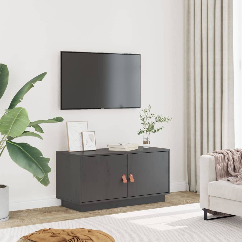 vidaXL TV-Schrank Grau 80x34x40 cm Massivholz Kiefer
