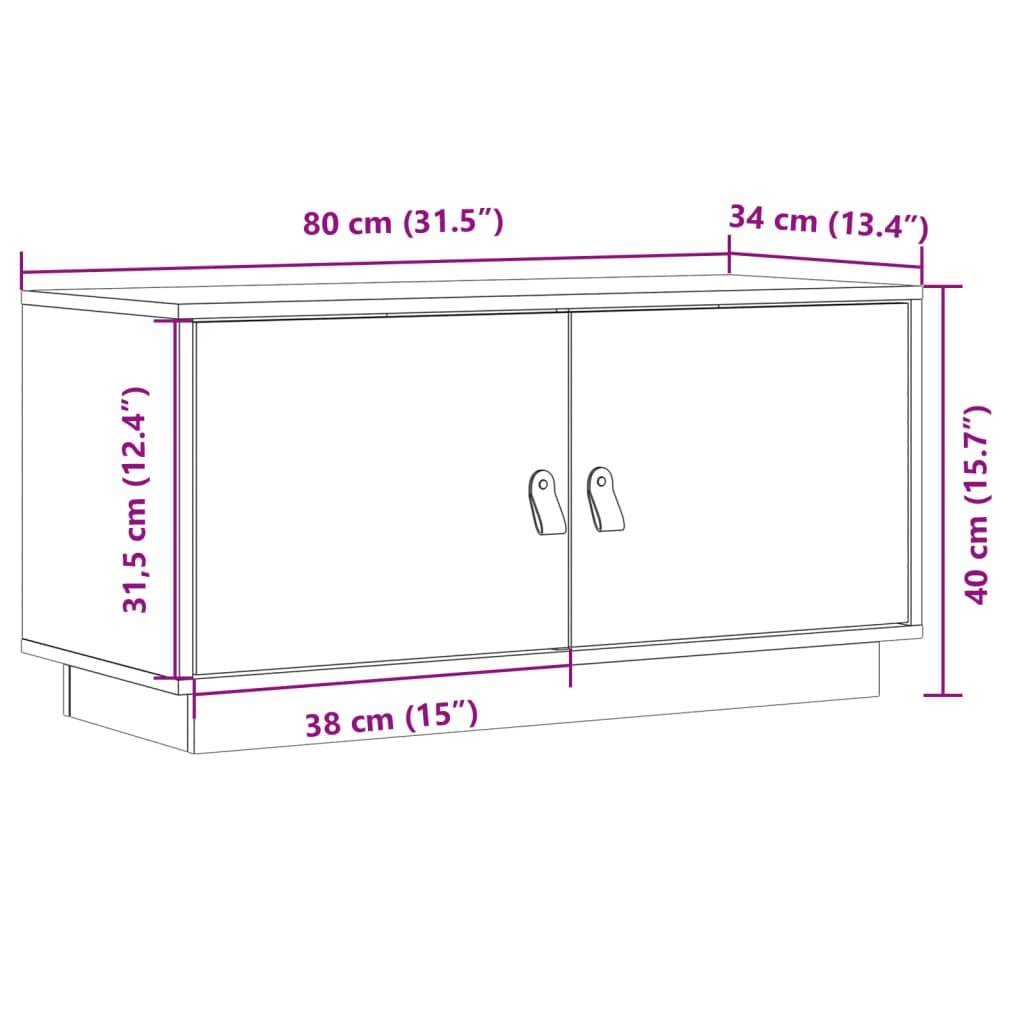 vidaXL TV-Schrank Grau 80x34x40 cm Massivholz Kiefer