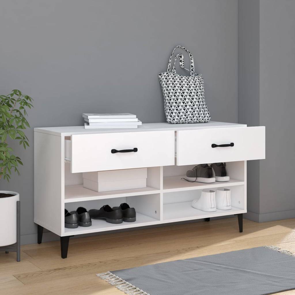 vidaXL Schuhschrank Weiß 102x35x55 cm Holzwerkstoff