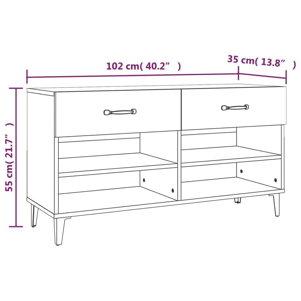 vidaXL Schuhschrank Weiß 102x35x55 cm Holzwerkstoff