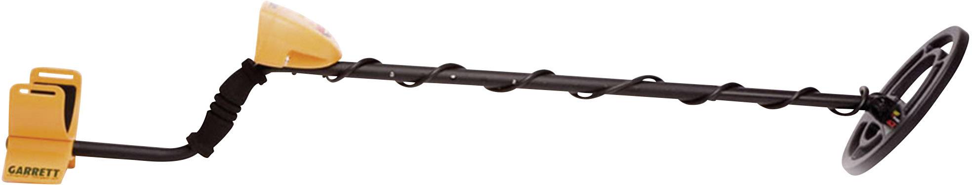Ein Metalldetektor mit schwarzem Stab und gelbem Gehäuse, geeignet für die Suche nach Metallgegenständen im Boden.