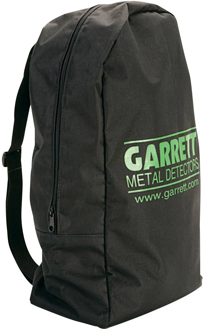 Schwarzer Rucksack mit dem Logo 'Garrett Metal Detectors' und einer Website-URL darauf.