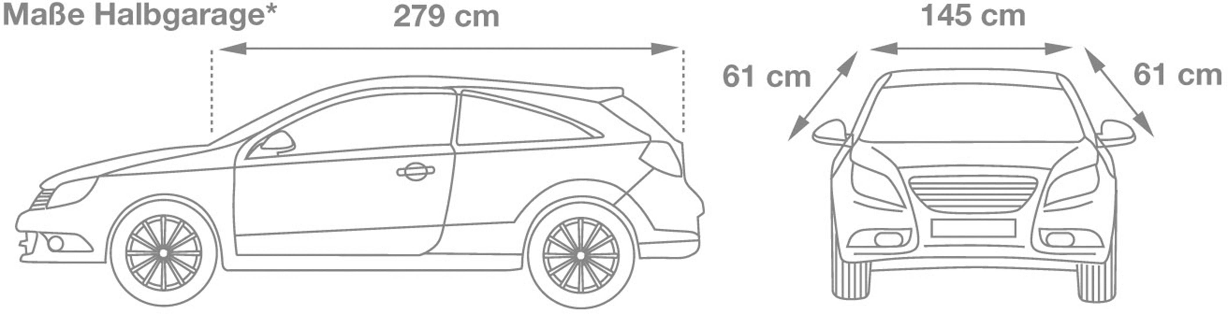 Cartrend Halbgarage (L x B x H) 279 x 145 x 61cm Passend für (Auto-Marke): Audi, BMW, Opel, Volkswagen