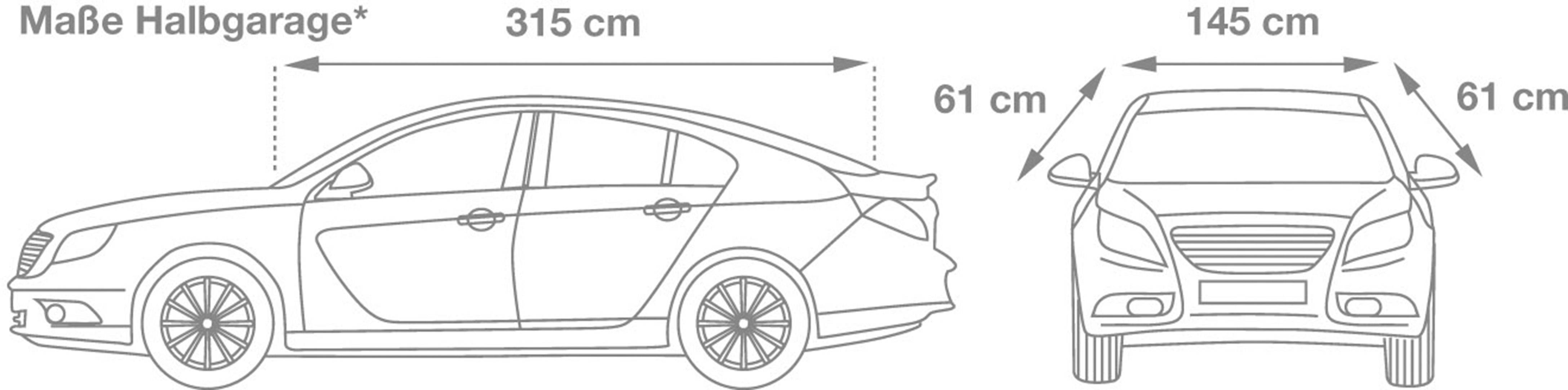 Cartrend Halbgarage (L x B x H) 315 x 145 x 61cm Passend für (Auto-Marke): Audi, BMW, Citroen, Mercedes Benz