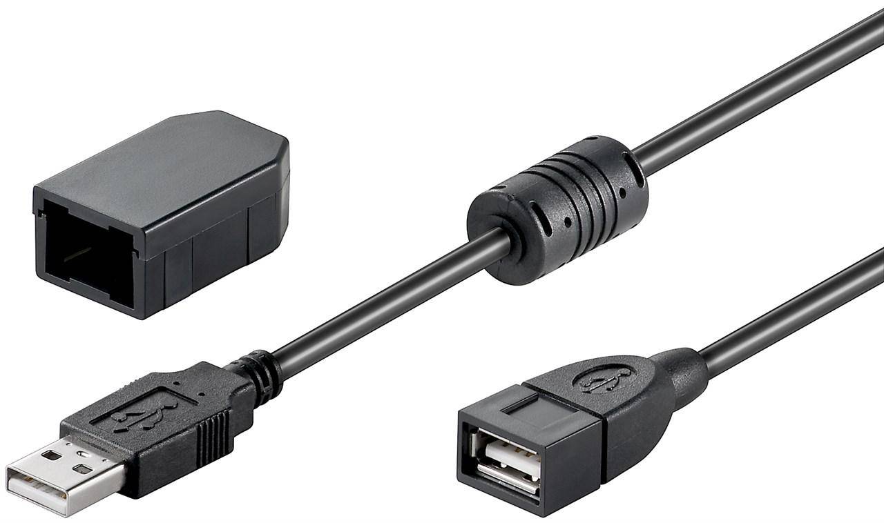 Goobay 93284 USB Verlängerung mit Sicherung Clip / USB 2.0 Typ A Verlängerungskabel / 480 Mbits USB Kabel / Schwarz / 2m