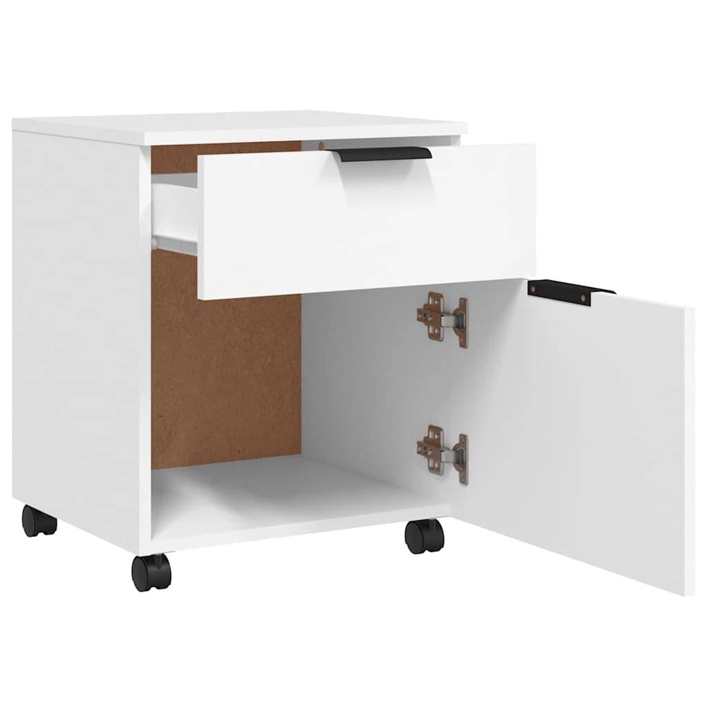 vidaXL Mobiler Aktenschrank mit Rollen Weiß 45x38x54 cm Holzwerkstoff