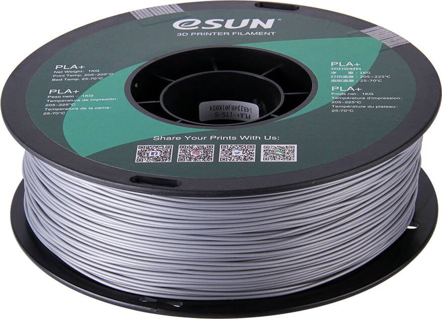 Esun PLA+ 1.75mm Silver 1kg 3D Filament - Silber