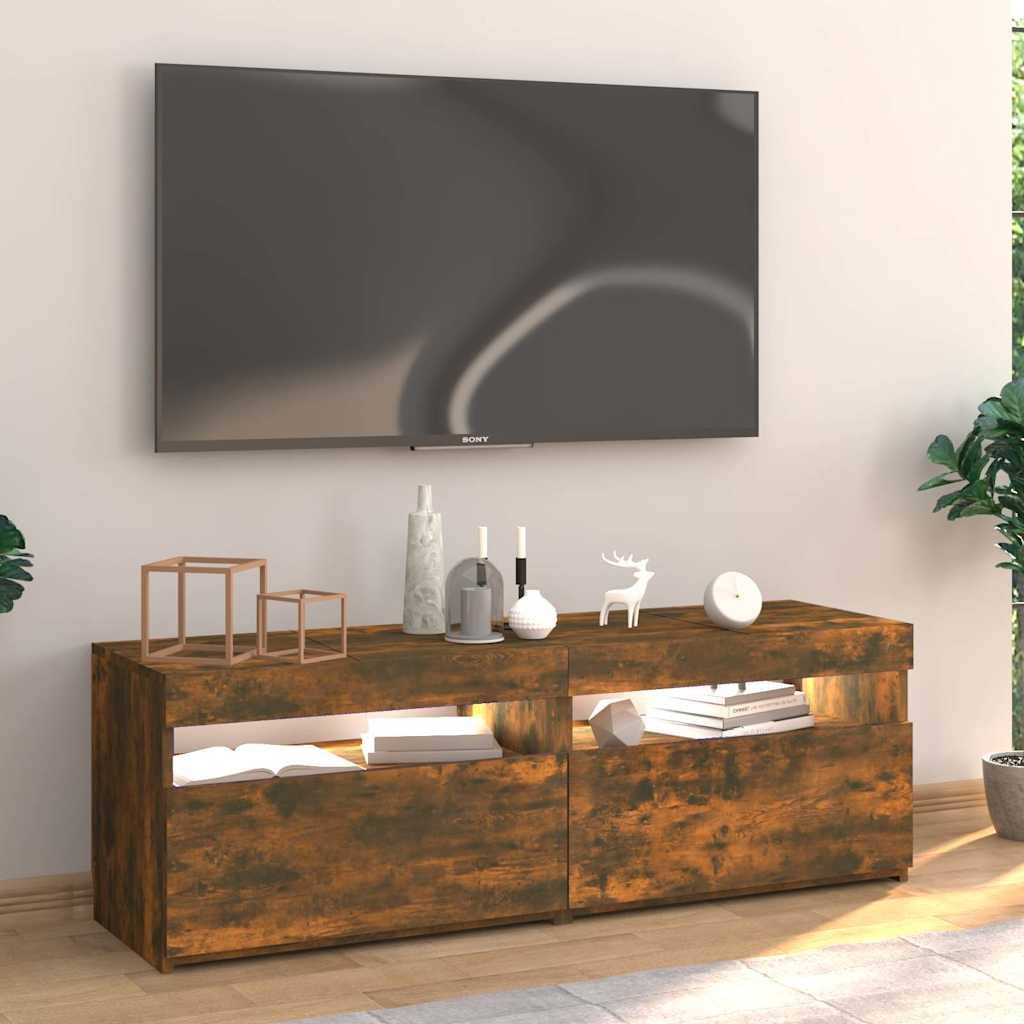 vidaXL TV-Schrank mit LED-Leuchten Räuchereiche 120x35x40 cm