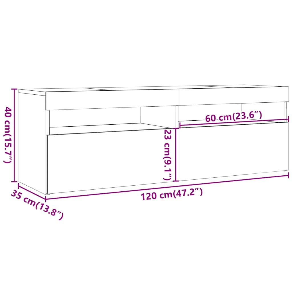 vidaXL TV-Schrank mit LED-Leuchten Räuchereiche 120x35x40 cm