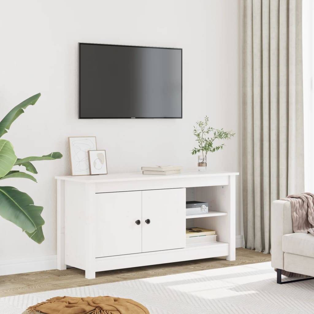 vidaXL TV-Schrank Weiß 103x36,5x52 cm Massivholz Kiefer