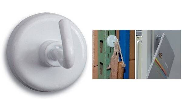 Maul Kraftmagnet mit Haken Ã 36 mm, 6 kg Haftkraft, 5 St./Btl. weiß