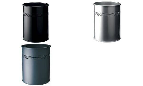 DURABLE Papierkorb METALL, rund, 15 Liter, schwarz (9330001)