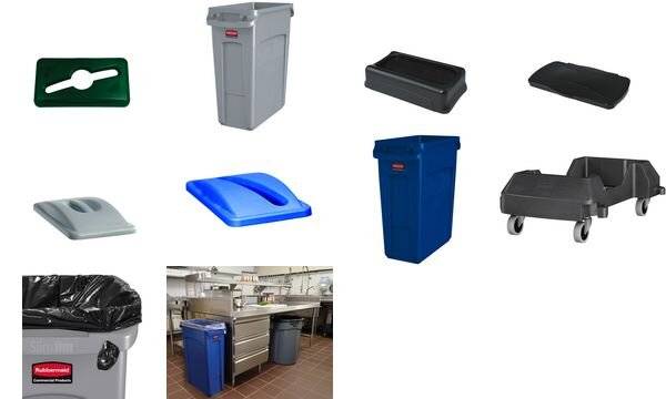 Wertstoffsammler 60l H635xB279xT558mm grau m.Lüftungskanälen RUBBERMAID