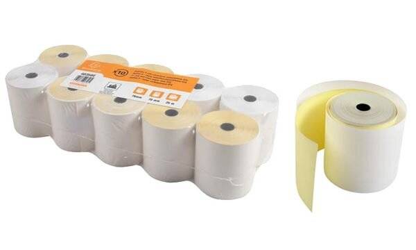 EXACOMPTA Kassenrollen, 76 mm x 25 m x 12 mm, weiß/gelb