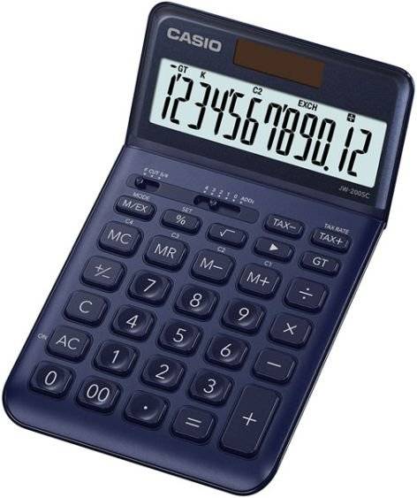 Casio JW-200SC Tischrechner Marineblau Display (Stellen): 12 solarbetrieben, batteriebetrieben (B x H x T) 109 x 11 x 184 mm
