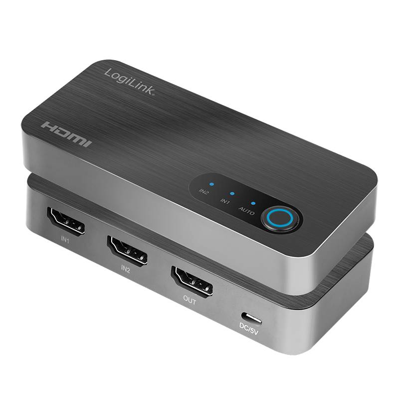 LogiLink HDMI-Switch, 2x1-Port, 8K/60 Hz, HDCP, HDR, VRR, CEC