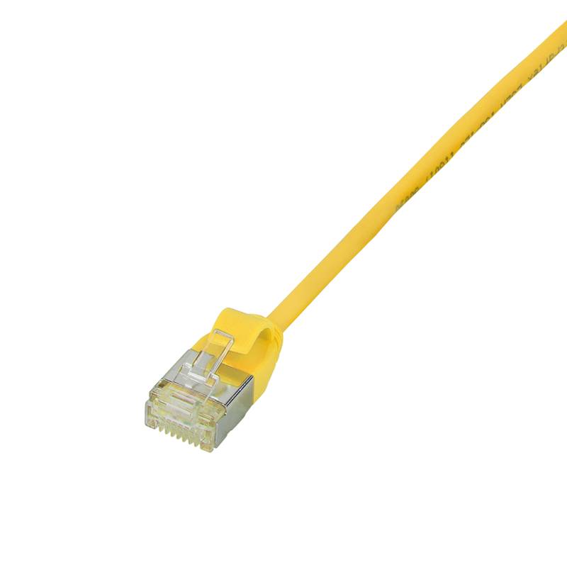 LogiLink CQ9037S RJ45 Netzwerkkabel, Patchkabel CAT 6a U/FTP 1.00 m Gelb extrem dünn, Flammwidrig, Flexibel, Folienschirm, Halogenfrei, mit