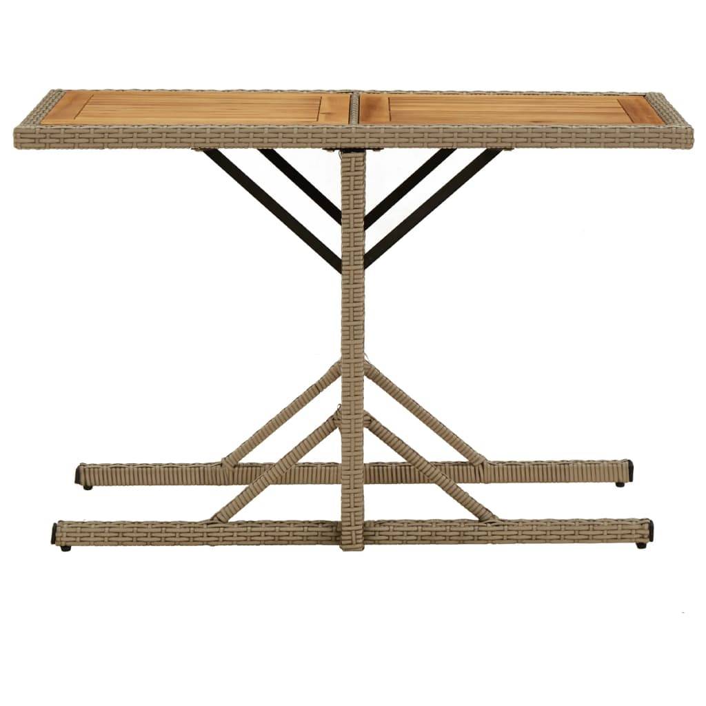 vidaXL Gartentisch Beige Massivholz Akazie und Poly Rattan