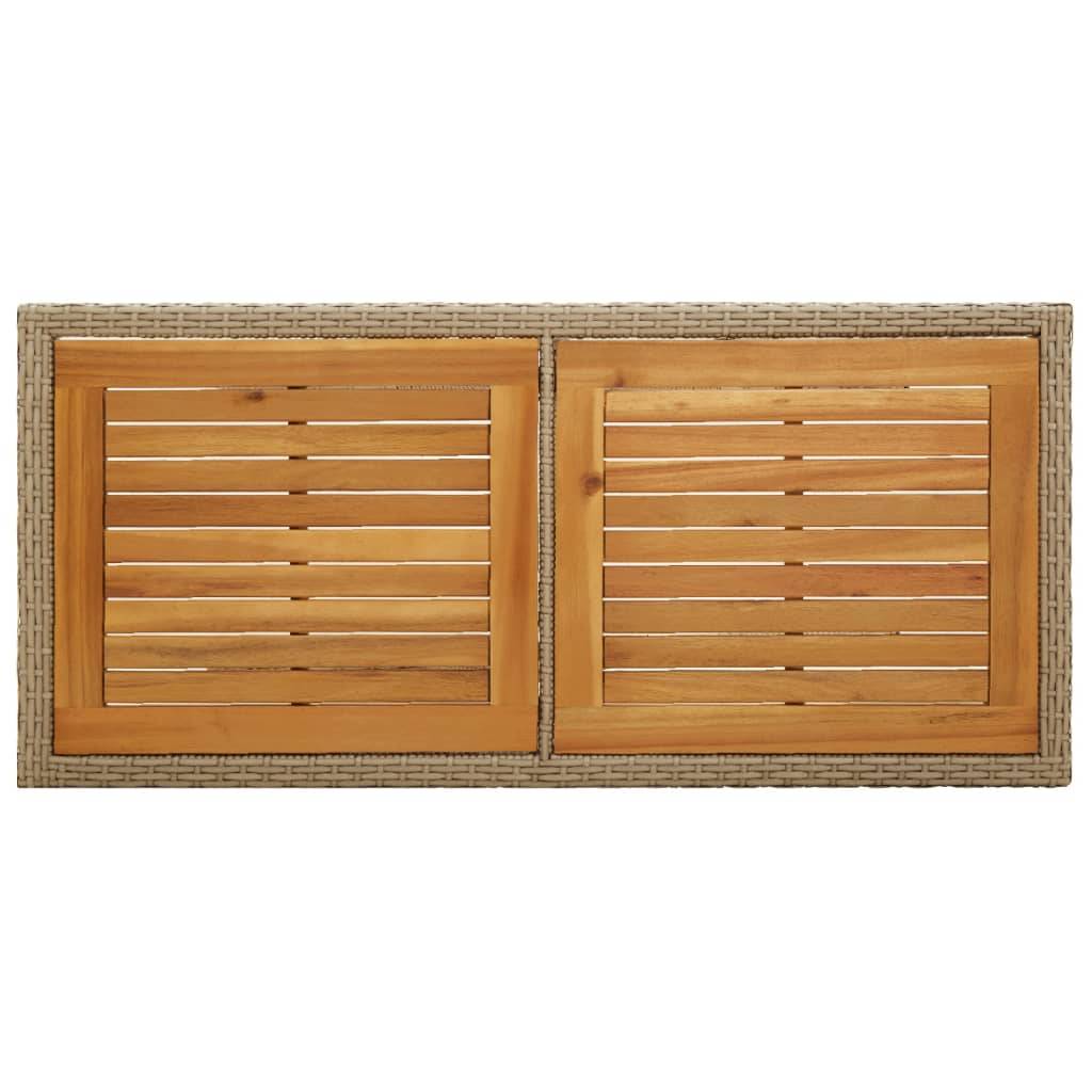 vidaXL Gartentisch Beige Massivholz Akazie und Poly Rattan