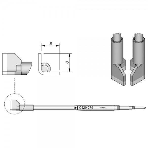 Lötspitze für QFP/PLCC, 8 mm, C420279