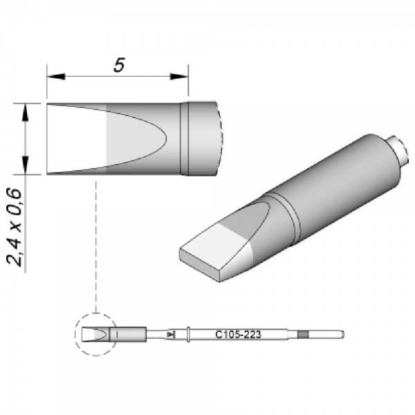 JBC Lötspitze Serie C115, Meißelform, C115223/2,4 x 0,6 mm, gerade, High Thermal