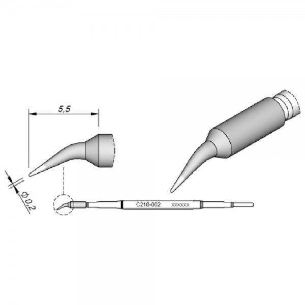 Lötspitze für T210-A / T210-NA, spitz, gewinkelt, C210002