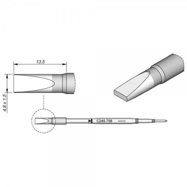 JBC Lötspitze Serie C245 Meißelform, C245708/4,8 x 1,5 mm, gerade