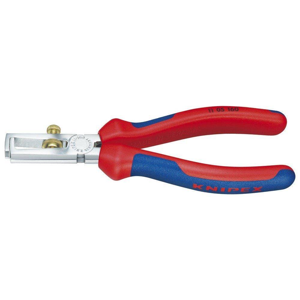Knipex Abisolierzange verchromt 160 mm mit Mehrkomponenten Griff