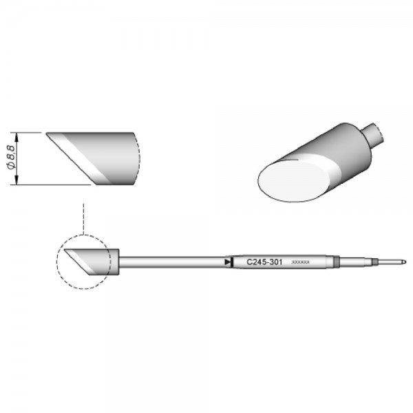 JBC Lötspitze Serie C245, Rundform, C245301/Ø 8,8 mm, abgeschrägt