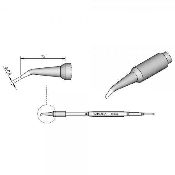 Lötspitze gewinkelt, D: 0,8 mm, C245935