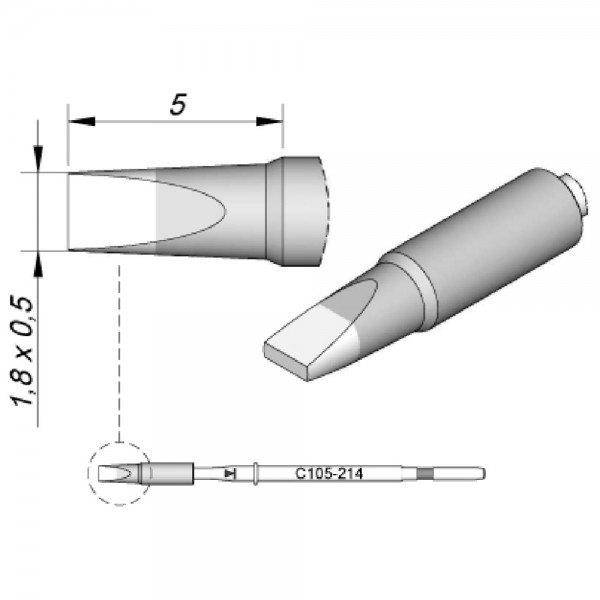 JBC Lötspitze Serie C105, Meißelform, C105214/1,8 x 0,5 mm, gerade, High Thermal