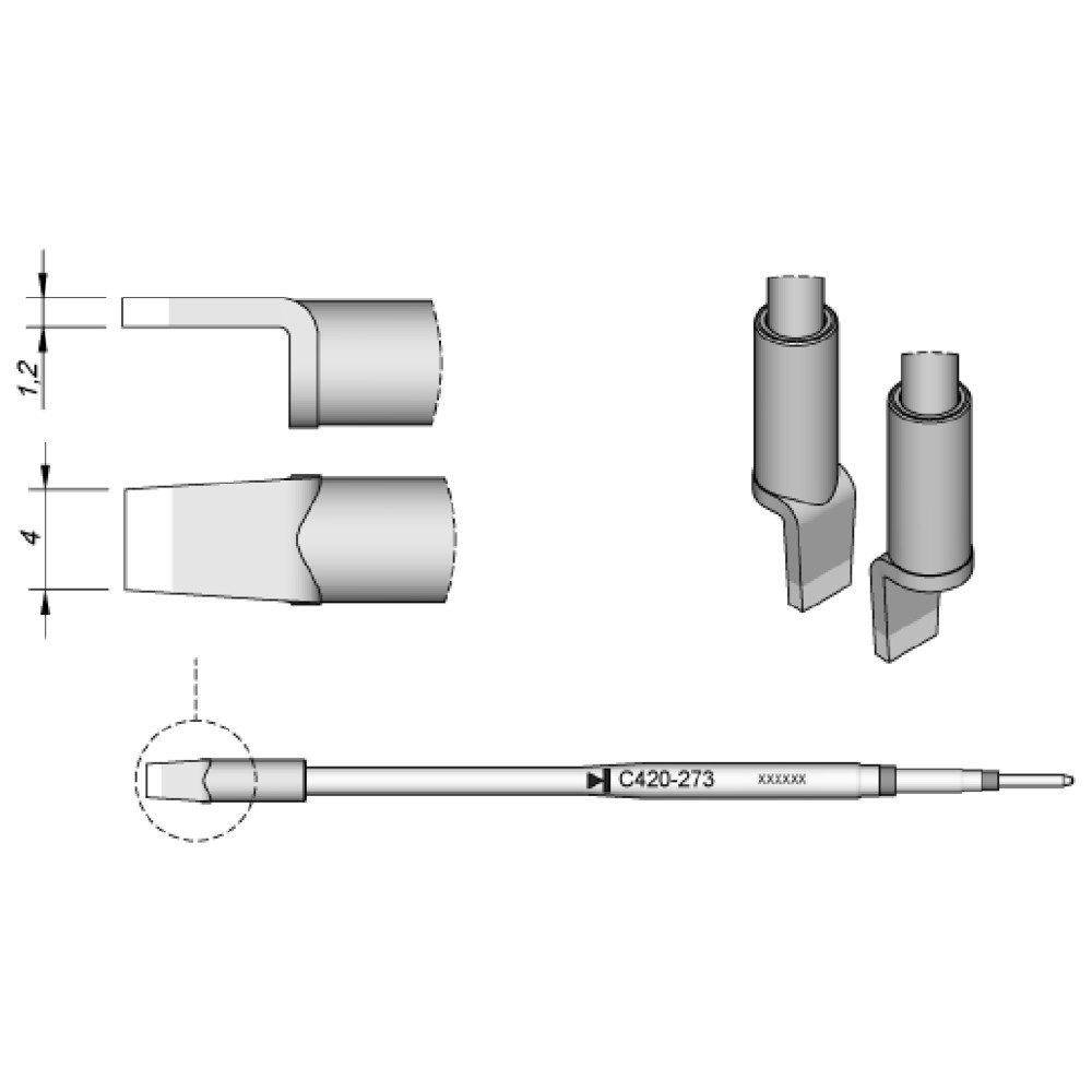 JBC Lötspitze Serie C420, C420273/4,0 mm, für Dual-In-Line-IC