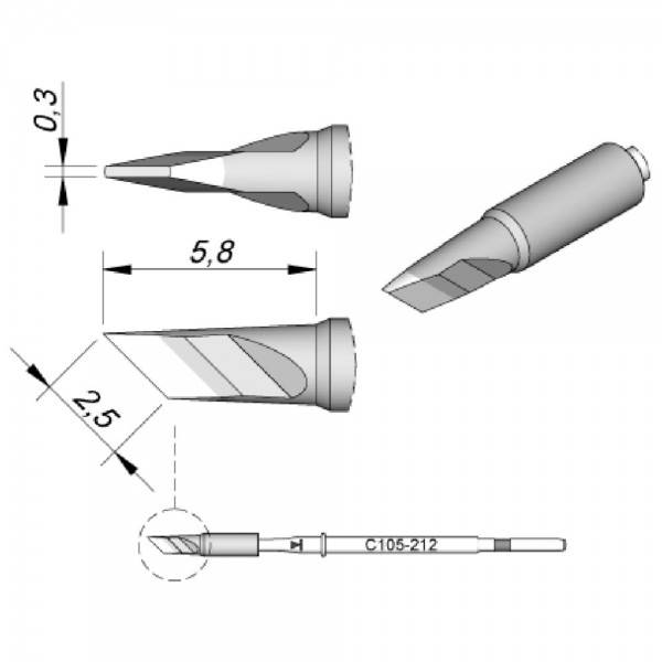 Lötspitze klingenförmig, 2,5 x 0,3 mm, C115212