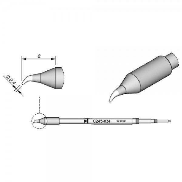 Lötspitze gewinkelt, D: 0,4 mm, C245034