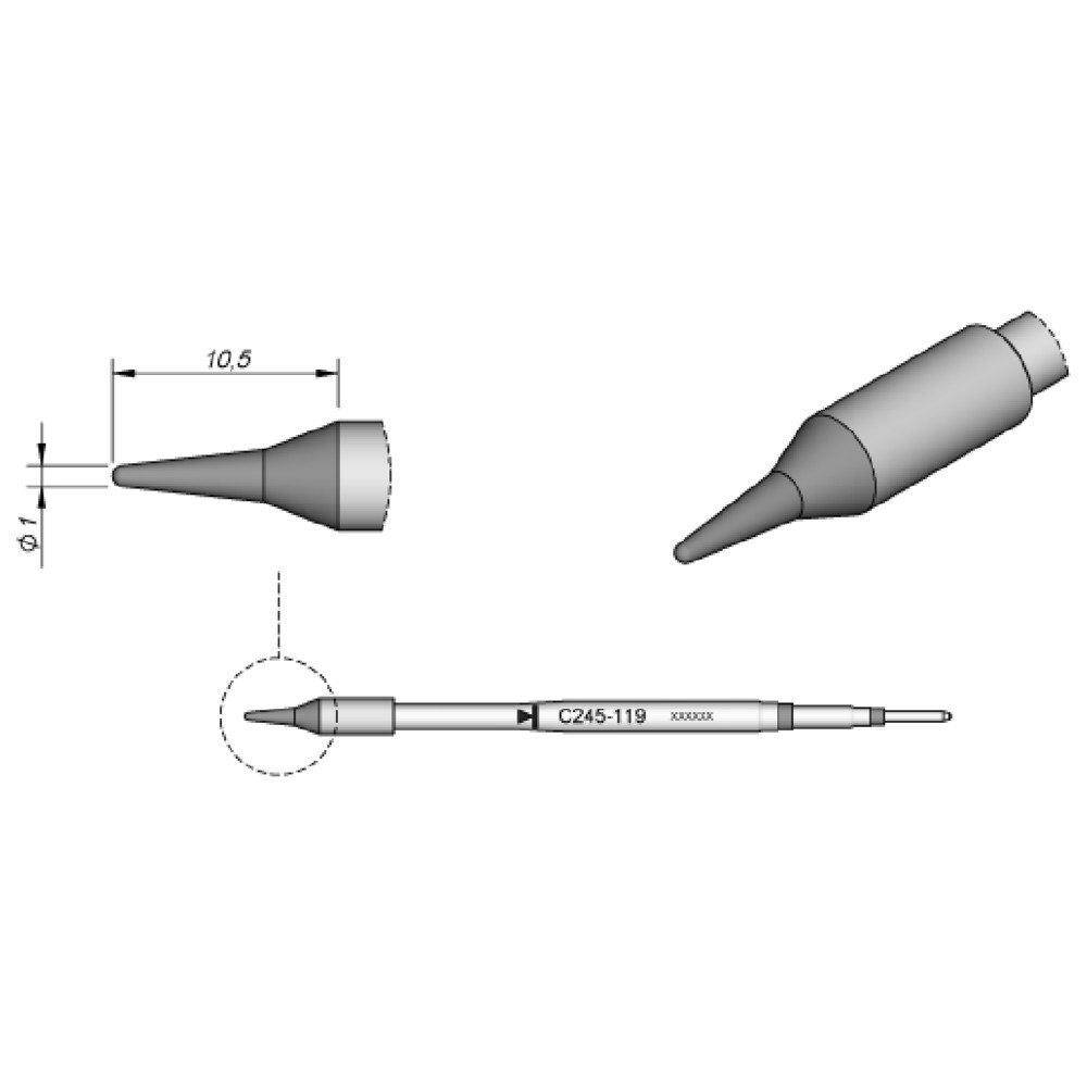 Lötspitze konisch, D: 1 mm - Teflonbeschichtung, C245119