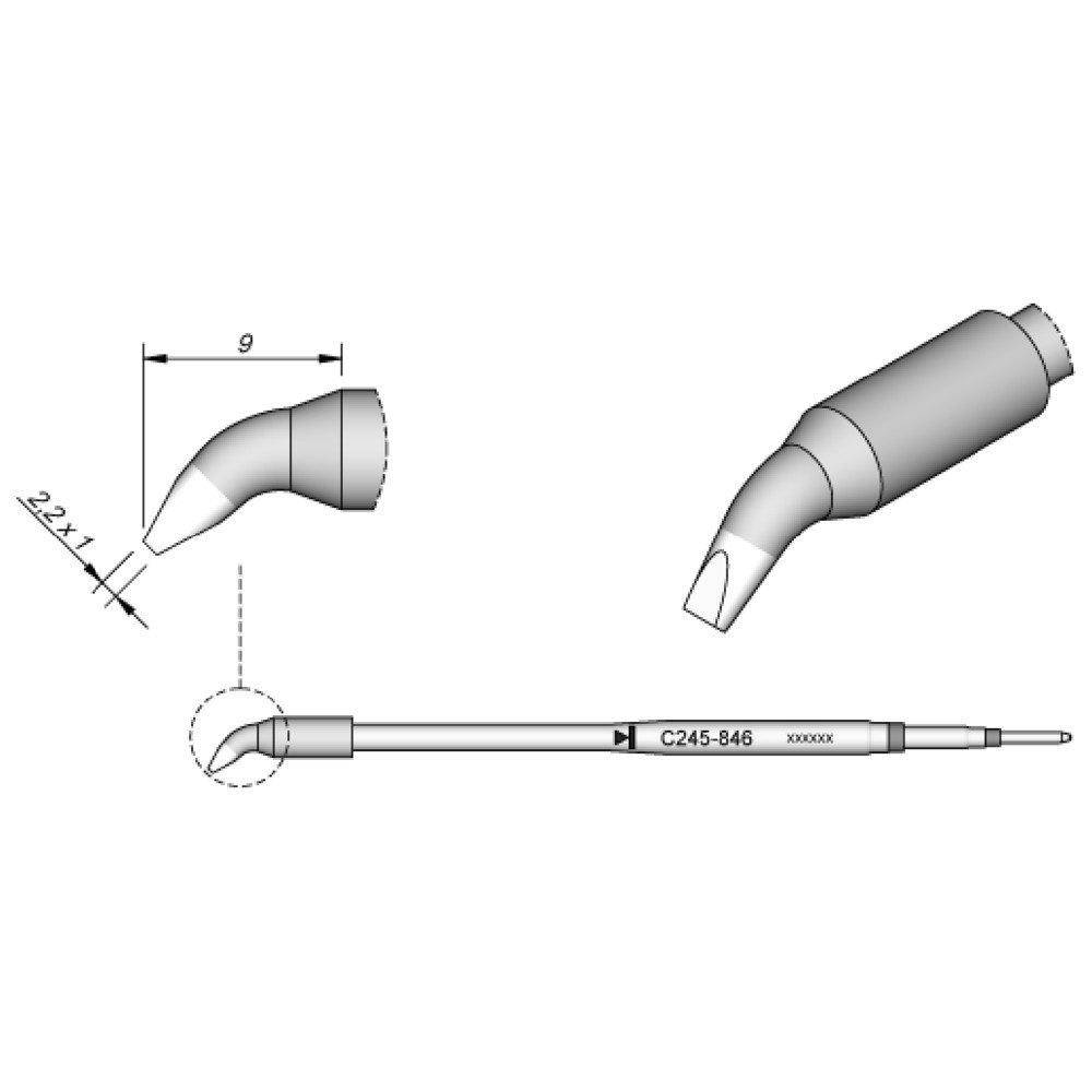 Lötspitze gewinkelt, 2,2 x 1 mm, C245846