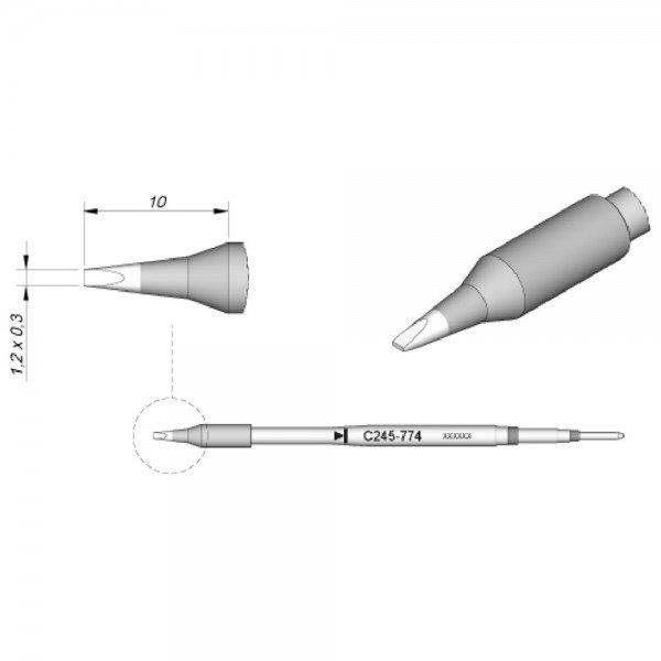 JBC Lötspitze Serie C245 Meißelform, C245774/1,2 x 0,3 mm, gerade
