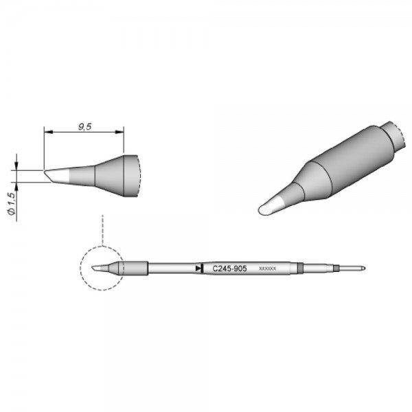 Lötspitze abgeschrägt, D: 1,5 mm, C245905