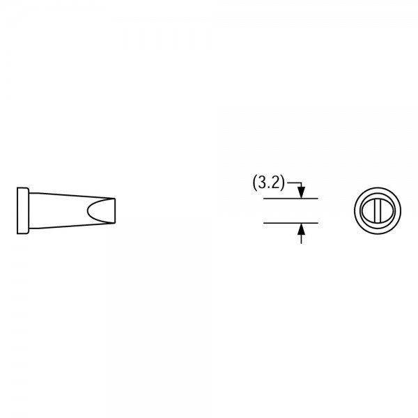 Plato Lötspitze für Weller Serie LT, Meißelform, LT C/3,2 x 0,8 mm, gerade
