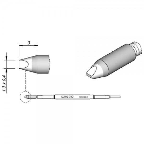 Lötspitze für T210-A / T210-NA, meißelförmig, gerade, C210022