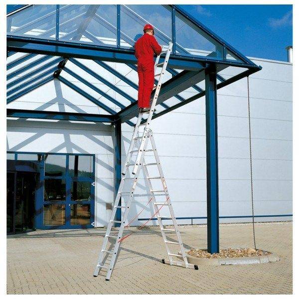 Euroline Alu-Mehrzweckleiter 3-teilig, Sprossen 3 x 10, 715 / 295 cm