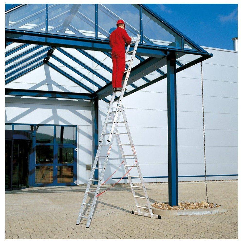 Euroline Alu-Mehrzweckleiter 3-teilig, Sprossen 3 x 10, 715 / 295 cm